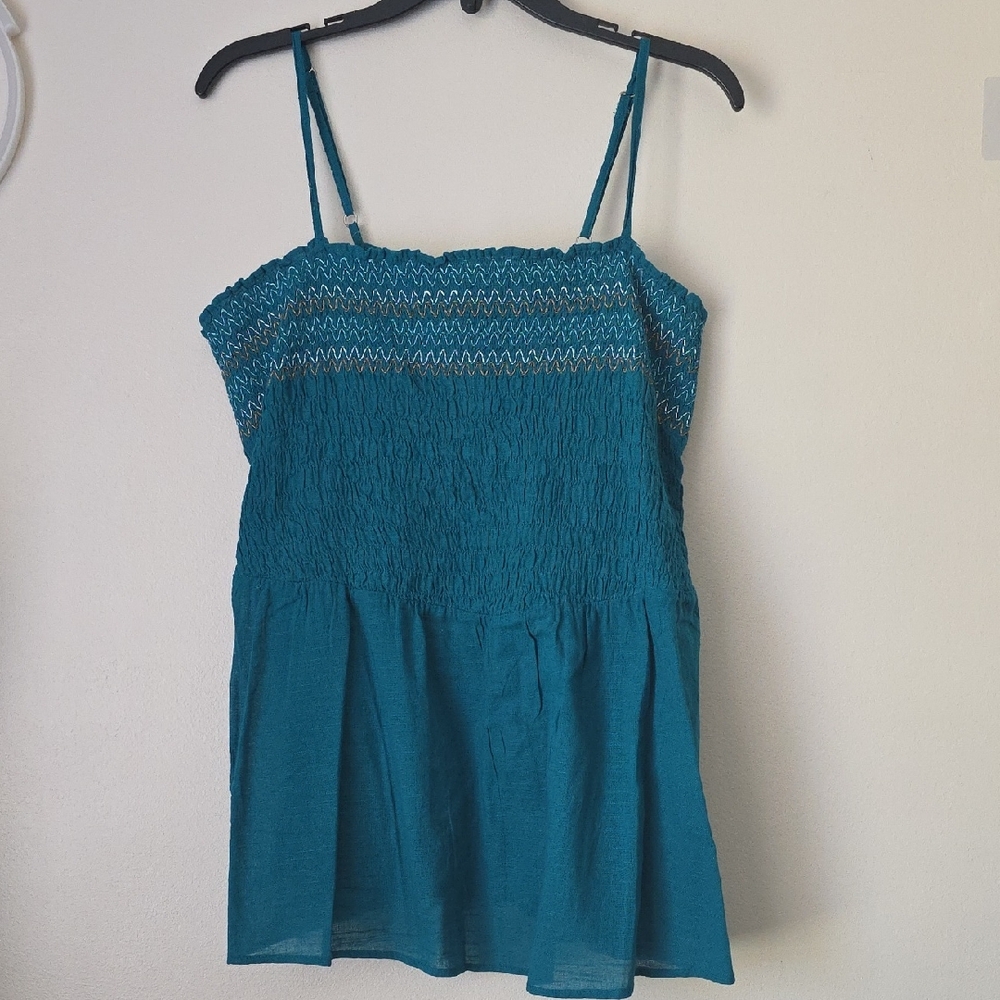 Lane Bryant Teal Smocked Camisole